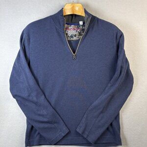 Robert Graham Sweater Men's Size M Blue Quarter Zip‎ Pullover Long Sleeve Preppy